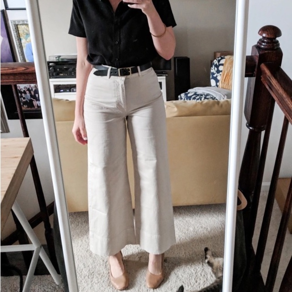 Everlane wide leg crop chino pants sz 10 beige